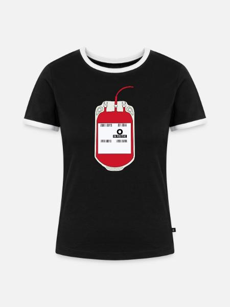 O Positiver Blutbeutel - Frauen Kontrast-T-Shirt - Schwarz/Weiß