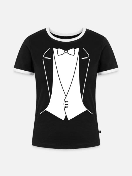 Frack für Junggesellenabschied, Hochzeit - Frauen Kontrast-T-Shirt - Schwarz/Weiß