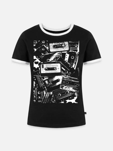Punk-Kassetten - Frauen Kontrast-T-Shirt - Schwarz/Weiß