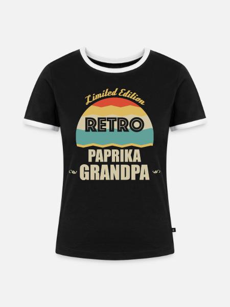 Retro Paprika Opa - Frauen Kontrast-T-Shirt - Schwarz/Weiß