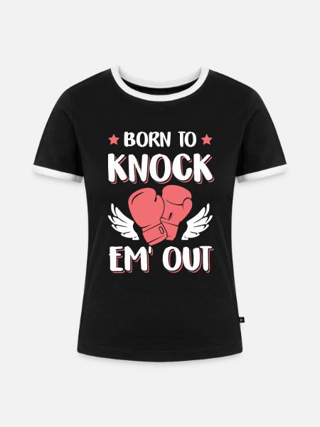 knock out boxhandschuhe - Frauen Kontrast-T-Shirt - Schwarz/Weiß