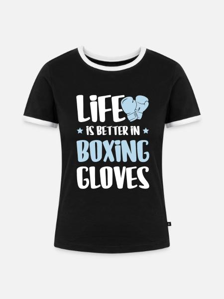 boxer boxhandschuhe - Frauen Kontrast-T-Shirt - Schwarz/Weiß