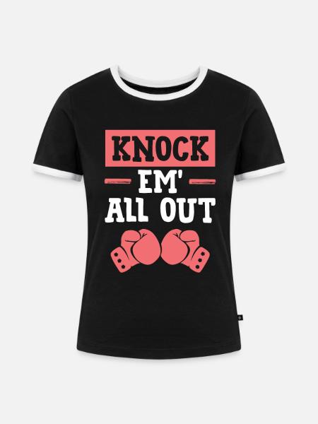 knock out boxen - Frauen Kontrast-T-Shirt - Schwarz/Weiß