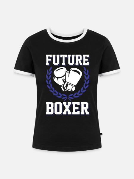 boxer zukunft - Frauen Kontrast-T-Shirt - Schwarz/Weiß
