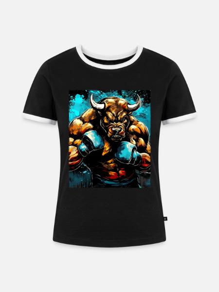 Stier Bulle Boxer Kämpfer - Frauen Kontrast-T-Shirt - Schwarz/Weiß
