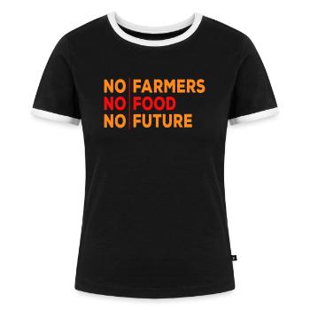Bauern Protest Landwirtschaft Streik Demo - Frauen Kontrast-T-Shirt - Schwarz/Weiß - Vorne - Selfina (174cm)