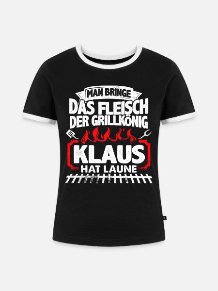 KLAUS - Grill - Frauen Kontrast-T-Shirt - Schwarz/Weiß
