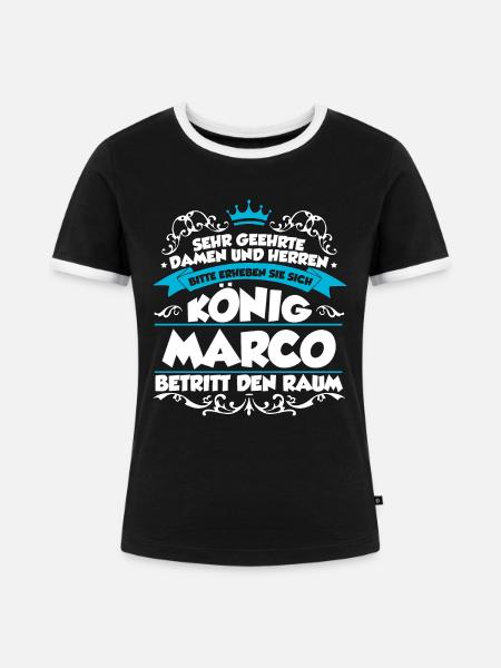 Marco Name Design - Frauen Kontrast-T-Shirt - Schwarz/Weiß