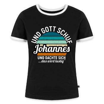 Johannes - Frauen Kontrast-T-Shirt - Schwarz/Weiß - Vorne - Selfina (174cm)