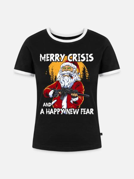Merry Crisis - Frauen Kontrast-T-Shirt - Schwarz/Weiß