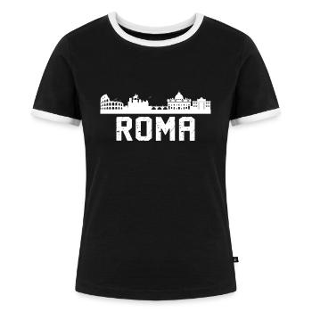 roma Skyline - Frauen Kontrast-T-Shirt - Schwarz/Weiß - Vorne - Selfina (174cm)