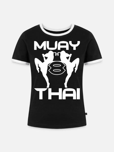 Thai Boxen - Frauen Kontrast-T-Shirt - Schwarz/Weiß