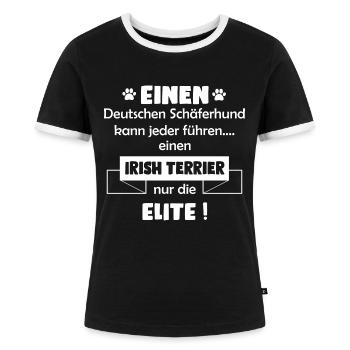 Irish Terrier Hund - Irish Terrier - Frauen Kontrast-T-Shirt - Schwarz/Weiß - Vorne - Selfina (174cm)