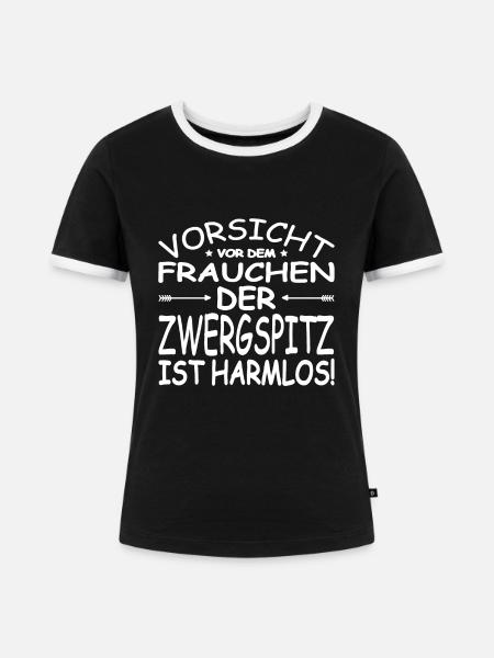 Zwergspitz Frauchen - Frauen Kontrast-T-Shirt - Schwarz/Weiß