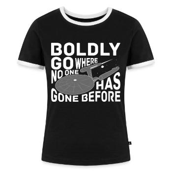 Star Trek Discovery Mutige Abenteuer - Frauen Kontrast-T-Shirt - Schwarz/Weiß - Vorne - Selfina (174cm)