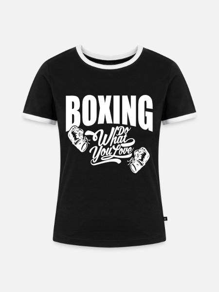 Boxen Boxkampf Boxer Geschenk - Frauen Kontrast-T-Shirt - Schwarz/Weiß