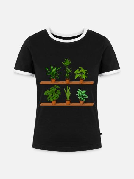 Topfpflanzen - Frauen Kontrast-T-Shirt - Schwarz/Weiß