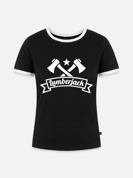 Holzfäller - Frauen Kontrast-T-Shirt - Schwarz/Weiß