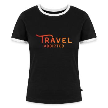 Sucht nach Reisen - Frauen Kontrast-T-Shirt - Schwarz/Weiß - Vorne - Selfina (174cm)