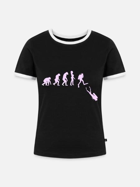 Gerätetauchen Tauchen Taucherin Evolution Pink - Frauen Kontrast-T-Shirt - Schwarz/Weiß