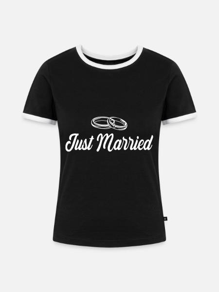 Just Got Married - Frauen Kontrast-T-Shirt - Schwarz/Weiß