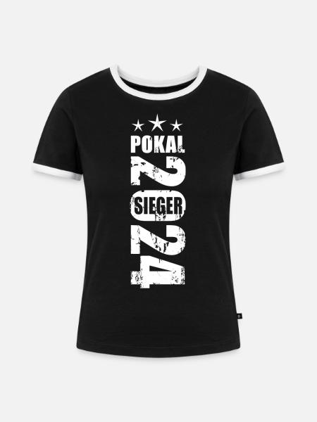 Pokalsieger 2024 - Frauen Kontrast-T-Shirt - Schwarz/Weiß