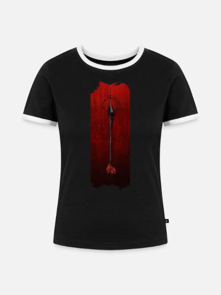 Piercing-Präzision: Pfeil - Frauen Kontrast-T-Shirt - Schwarz/Weiß