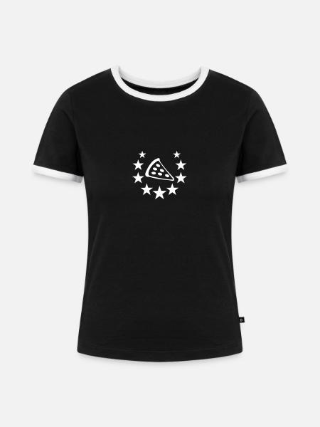 pizza deluxe - Frauen Kontrast-T-Shirt - Schwarz/Weiß