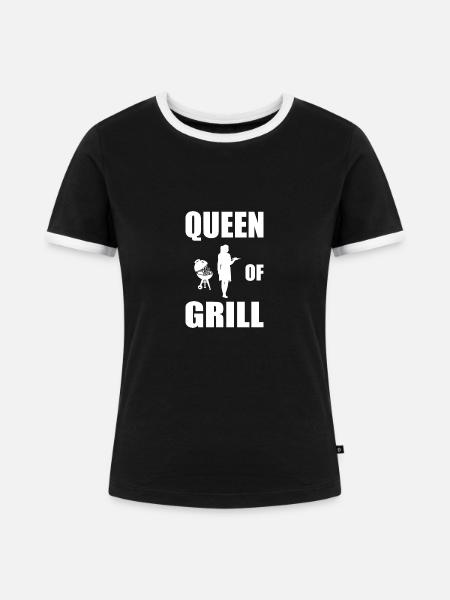 BBQ - Frauen Kontrast-T-Shirt - Schwarz/Weiß