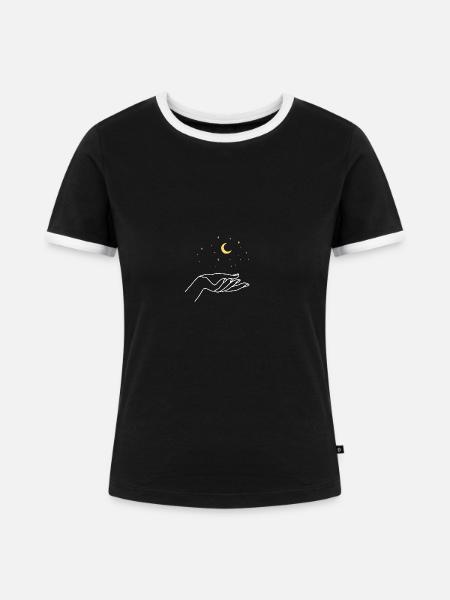 Mystischer Sternenhimmel - Frauen Kontrast-T-Shirt - Schwarz/Weiß