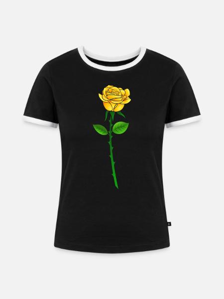Gelbe Rose mit Stil - Frauen Kontrast-T-Shirt - Schwarz/Weiß