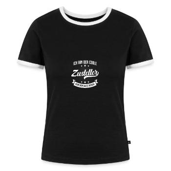 Postbote Briefträger Zusteller Postler Geschenk - Frauen Kontrast-T-Shirt - Schwarz/Weiß - Vorne - Selfina (174cm)