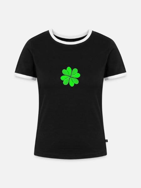 Kleeblatt - Frauen Kontrast-T-Shirt - Schwarz/Weiß