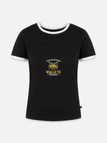 Walleye Hunter Walleye Fischen - Frauen Kontrast-T-Shirt - Schwarz/Weiß