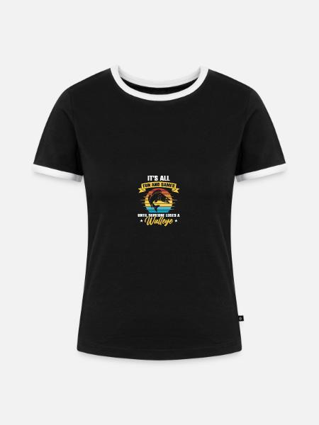 Walleye Hunter Walleye Fischen - Frauen Kontrast-T-Shirt - Schwarz/Weiß