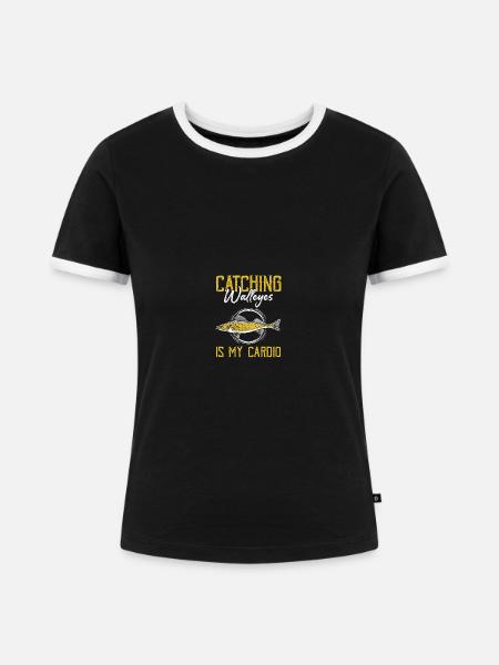 Walleye Hunter Walleye Fischen - Frauen Kontrast-T-Shirt - Schwarz/Weiß