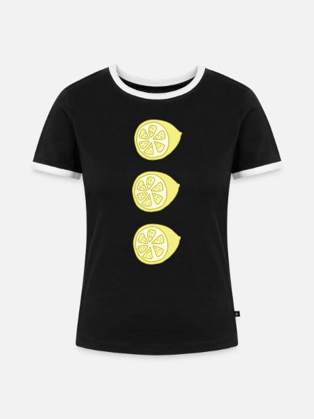 zitrone halbiert 3 fach - Frauen Kontrast-T-Shirt - Schwarz/Weiß