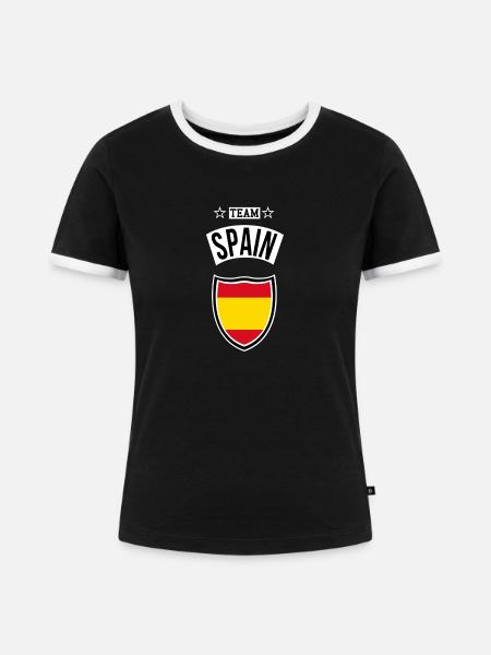 Team Spain - Frauen Kontrast-T-Shirt - Schwarz/Weiß