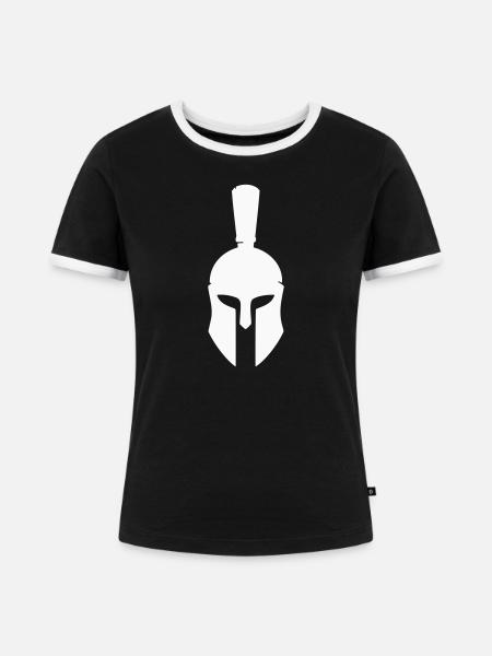 Spartanenhelm Silhouette - Frauen Kontrast-T-Shirt - Schwarz/Weiß
