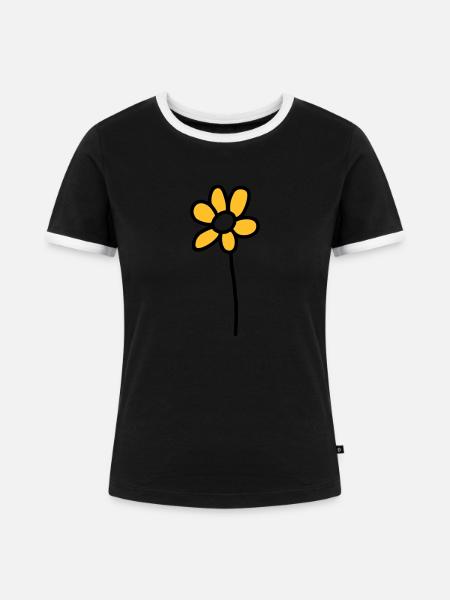 Blümchen - V2 - Frauen Kontrast-T-Shirt - Schwarz/Weiß