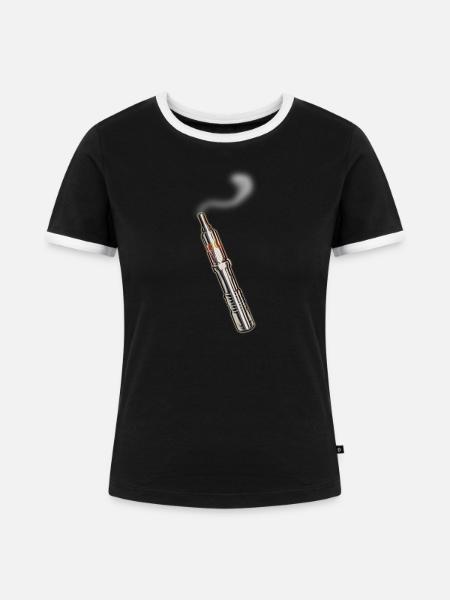 E-Zigarette-mit Rauch - Frauen Kontrast-T-Shirt - Schwarz/Weiß
