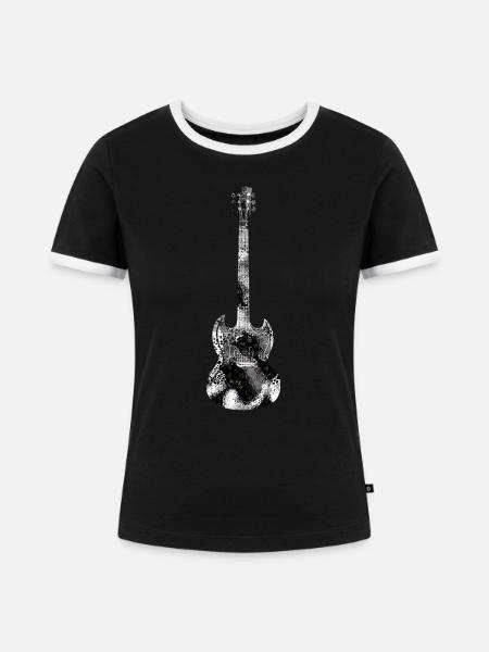 Gitarre Mit Würfeln - Frauen Kontrast-T-Shirt - Schwarz/Weiß