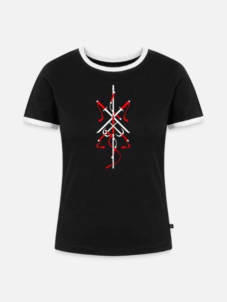 Ninja-Set 1 - Frauen Kontrast-T-Shirt - Schwarz/Weiß