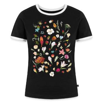 Blumenliese - Frauen Kontrast-T-Shirt - Schwarz/Weiß - Vorne - Selfina (174cm)