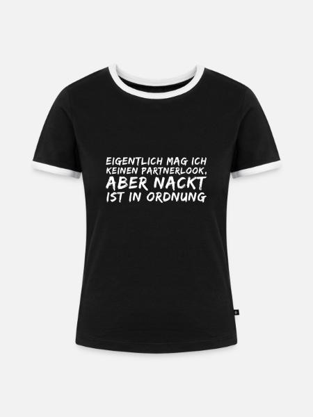Partnerlook nur nackt - Frauen Kontrast-T-Shirt - Schwarz/Weiß