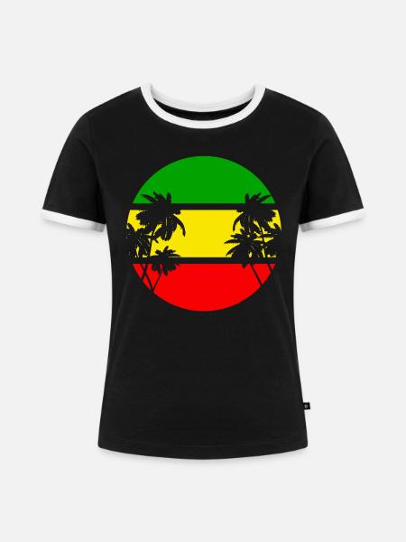 Reggae - Frauen Kontrast-T-Shirt - Schwarz/Weiß