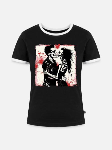 Ewige Rock'n Roll Liebe - Frauen Kontrast-T-Shirt - Schwarz/Weiß