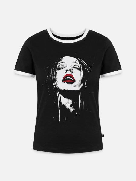 Gothic Pleasure Gesicht - Frauen Kontrast-T-Shirt - Schwarz/Weiß
