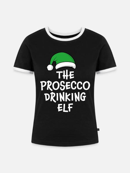 Der Prosecco-Trinkelf - Frauen Kontrast-T-Shirt - Schwarz/Weiß