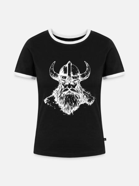 Wikinger Odin - Frauen Kontrast-T-Shirt - Schwarz/Weiß
